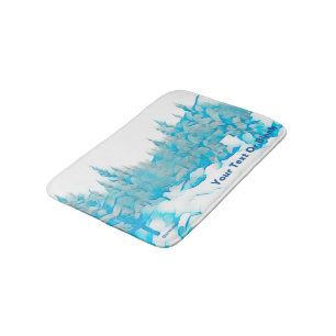 Snowy Blue Trees Bath Mat