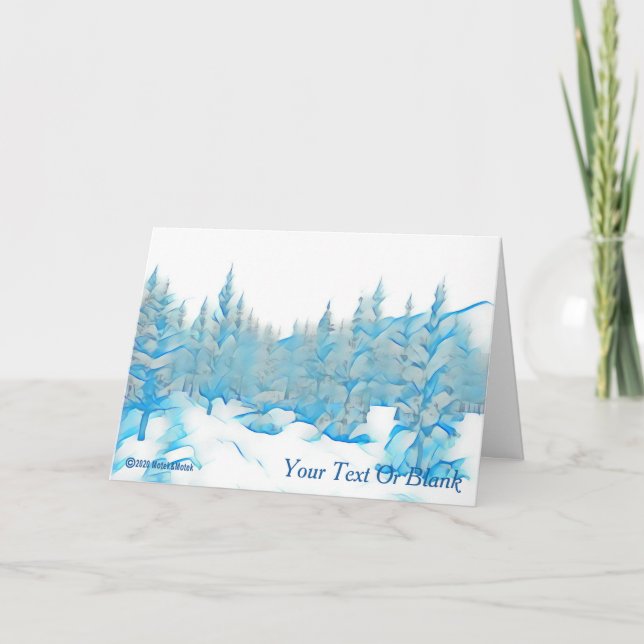 Snowy Blue Trees Card (Front)