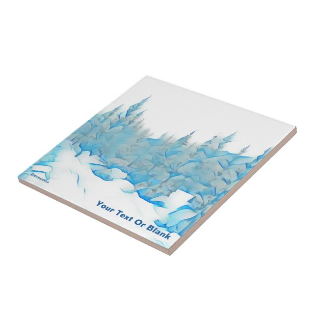 Snowy Blue Trees Ceramic Tile (Side)