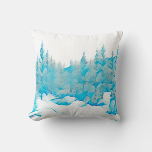 Snowy Blue Trees Cushion