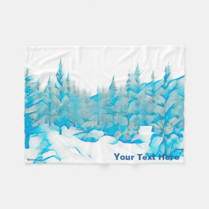Snowy Blue Trees Fleece Blanket