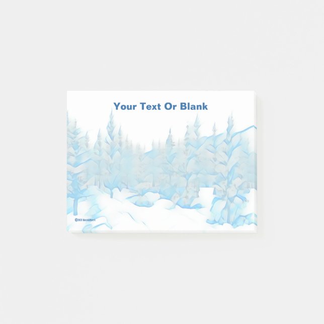 Snowy Blue Trees Post-it Notes (Front)