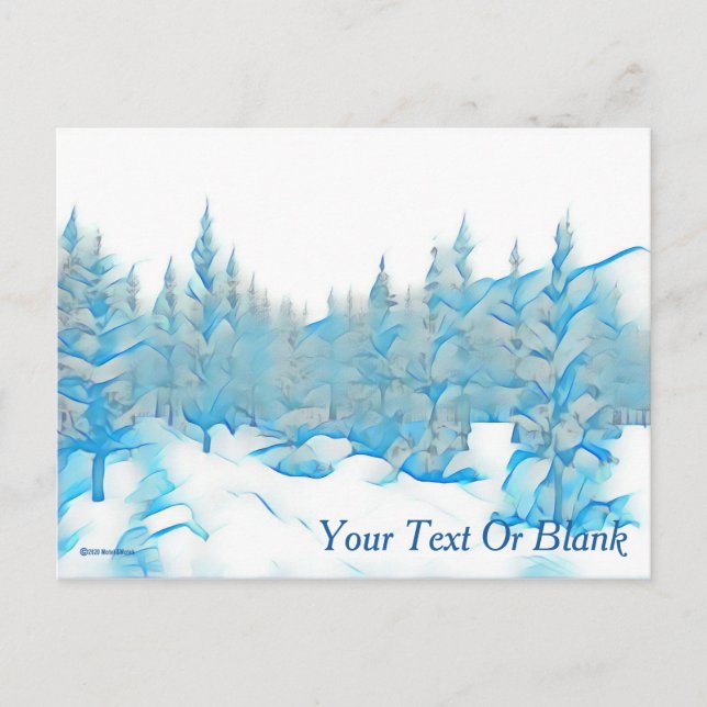 Snowy Blue Trees Postcard (Front)