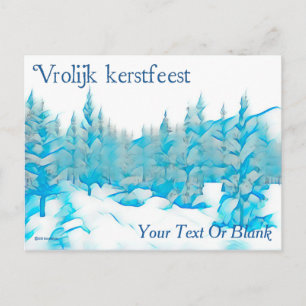 Snowy Blue Trees - Vrolijk kerstfeest Postcard