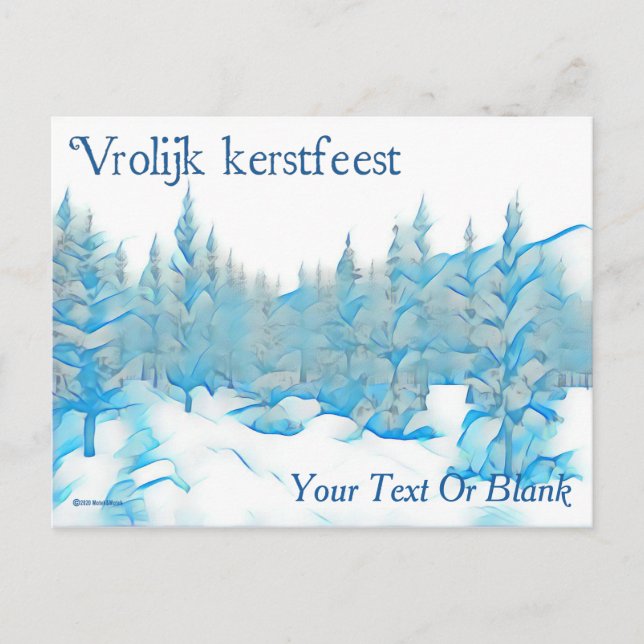 Snowy Blue Trees - Vrolijk kerstfeest Postcard (Front)