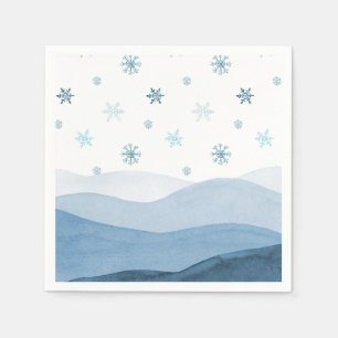 Snowy Blue Winter Landscape Napkin