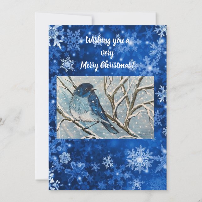Snowy Bluebird Notecard (Front)