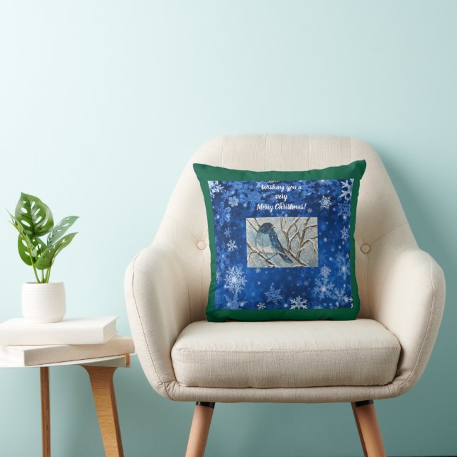 Snowy Bluebird Notecard Cushion (Chair)