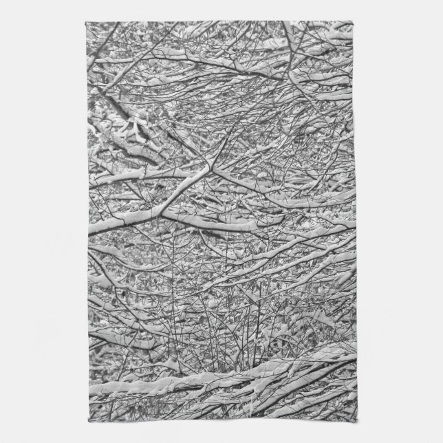 Snowy Branches Tea Towel (Vertical)