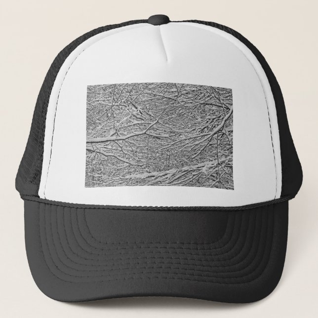 Snowy Branches Trucker Hat (Front)