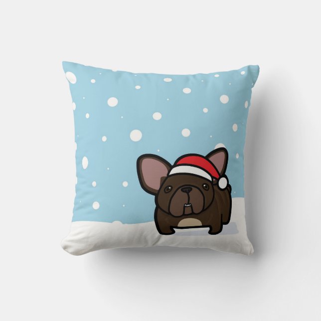 Snowy Brindle Frenchie Cushion (Front)