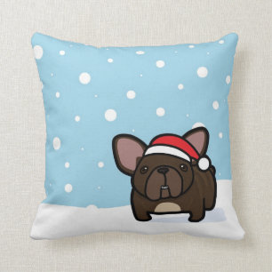 Snowy Brindle Frenchie Cushion