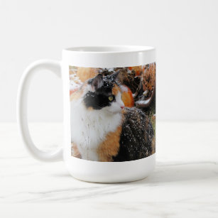 Snowy Calico Cat Coffee Mug