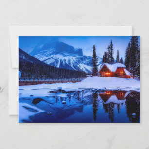 Snowy Canadian Cabin, Canadian Sunset Holiday Card