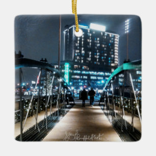 Snowy Canalside Walk Ceramic Ornament