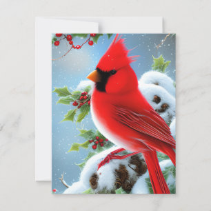 Snowy Cardinal Bird Graphic Card
