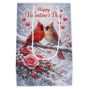 Snowy Cardinals Valentine’s Day: Cozy winter Love Medium Gift Bag