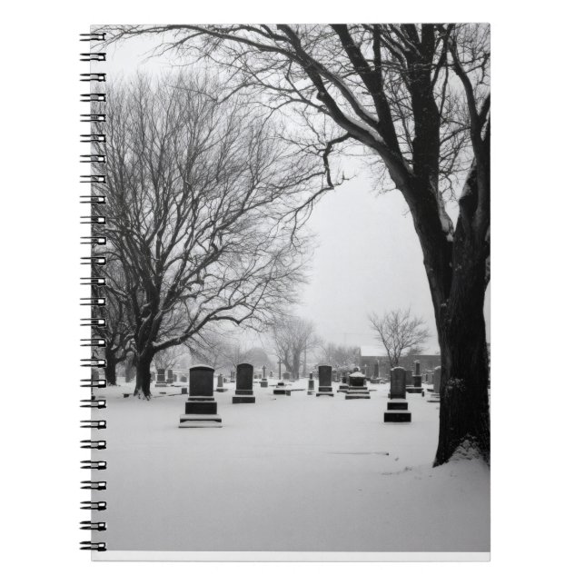 Snowy Cemetery Stillness Notebook (Front)
