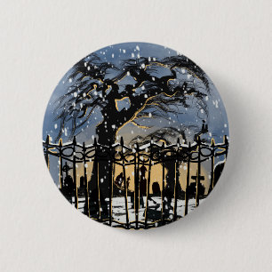 Snowy Cemetery Vibes 6 Cm Round Badge
