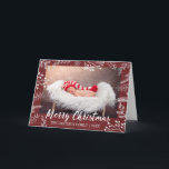 Snowy Chalk Branches Colour Editable Photo Holiday Card<br><div class="desc">Colour editable background with hand drawn chalk branches and snow,  "Merry Christmas" script in white,  folded photo greeting card.</div>