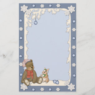 Snowy Christmas Bear & Bunny Stationery