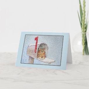 Snowy Christmas Cat Greeting Card