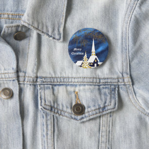 Snowy Christmas Church Amen Button