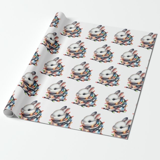 Snowy Christmas Critters Wrapping Paper (Unrolled)