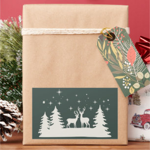 Snowy Christmas Deer Winter Season Holiday Rectangular Sticker