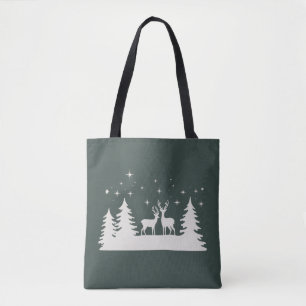 Snowy Christmas Deer Winter Season Holiday  Tote Bag
