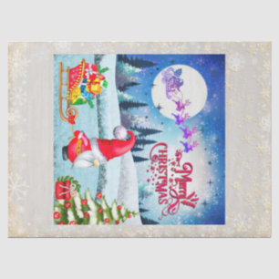 Snowy Christmas Gnome And Santa's Sleigh Gifts Tissue Paper