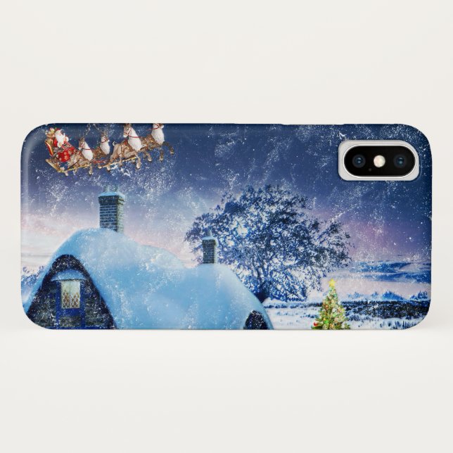 Snowy Christmas House and Santa Case-Mate iPhone Case (Back (Horizontal))