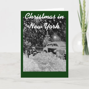 Snowy Christmas in New York City Vintage Holiday Card