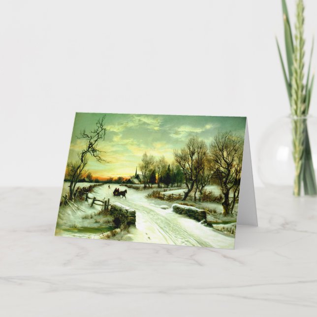 Snowy Christmas morning Holiday Card (Front)