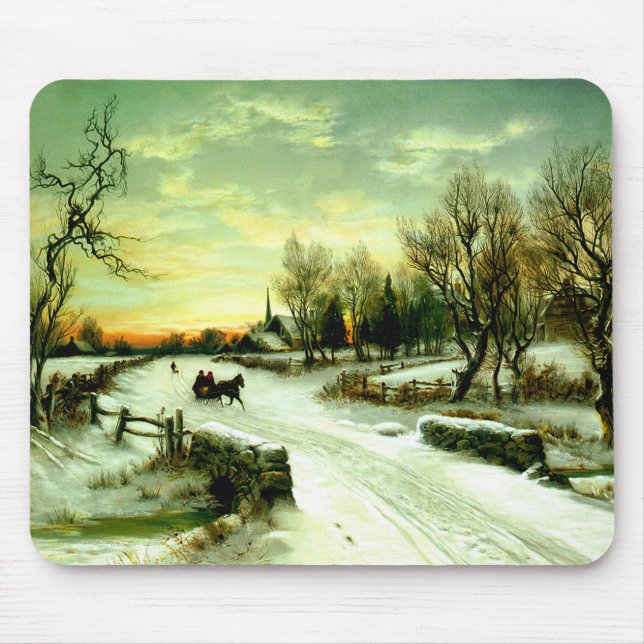 Snowy Christmas morning Mouse Pad (Front)