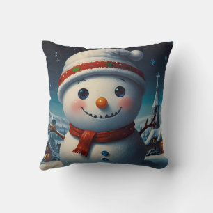 Snowy Christmas night joyful celebration Cushion