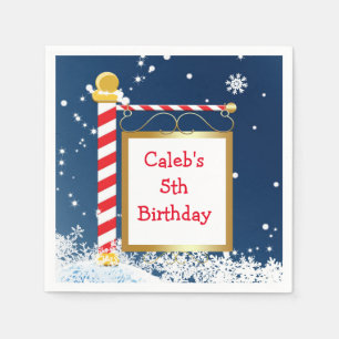 Snowy Christmas North Pole Holiday Party Napkins