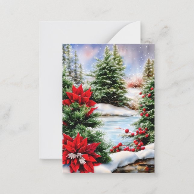 Snowy Christmas pond budget mini Card (Front)