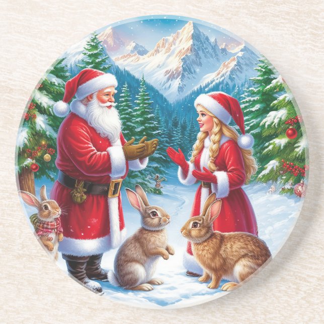 Snowy Christmas Scene Coaster (Front)