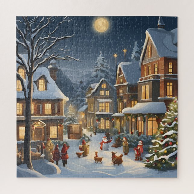 Snowy Christmas Town Jigsaw Puzzle (Vertical)