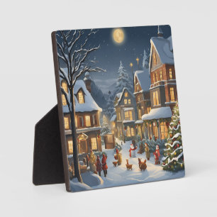 Snowy Christmas Town Plaque
