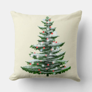 Snowy Christmas Tree Throw Pillow