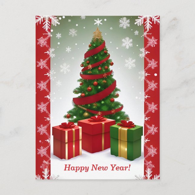 ❄️ Snowy Christmas Tree Winter Wonderland Postcard (Front)