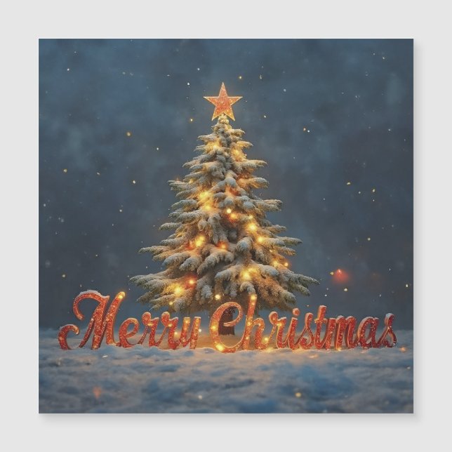 Snowy Christmas Tree with Warm Lights (Front)