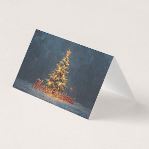 Snowy Christmas Tree with Warm Lights