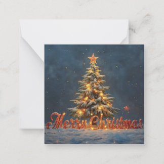Snowy Christmas Tree with Warm Lights Card