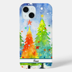 Snowy Christmas Trees iPhone 15 Case