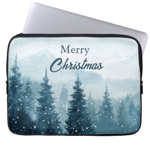 Snowy Christmas Trees Laptop Sleeve