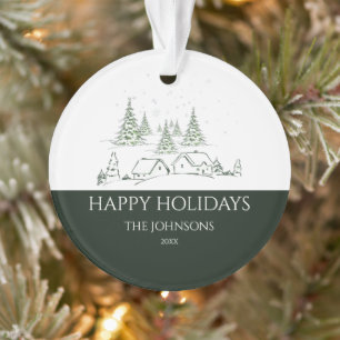 Snowy Christmas Village  Ornament