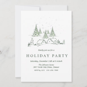 Snowy Christmas Village Party Invitation